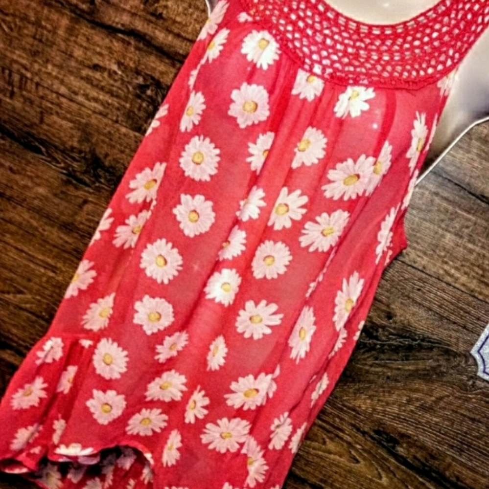Forever 21 Cover Up Size M Daisy Peplum Racerback - Picture 4 of 10